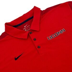 UCONN Huskies Polo Shirt Mens XXL Red Nike Dri-FIT Short Sleeve Athletic